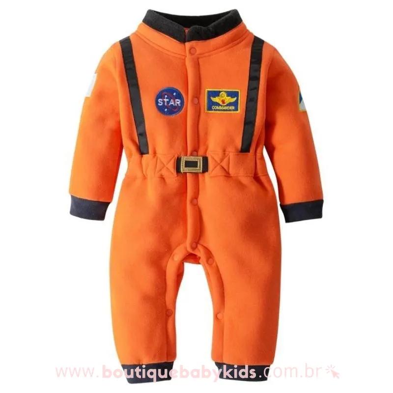 Macacão Bebê Fantasia Astronauta Laranja Manga Longa - Boutique Baby Kids