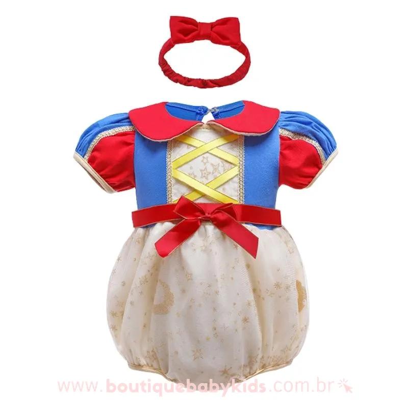 Body Bebê Fantasia Disney Princesa Branca de Neve com Faixa - Frete Grátis - Boutique Baby Kids
