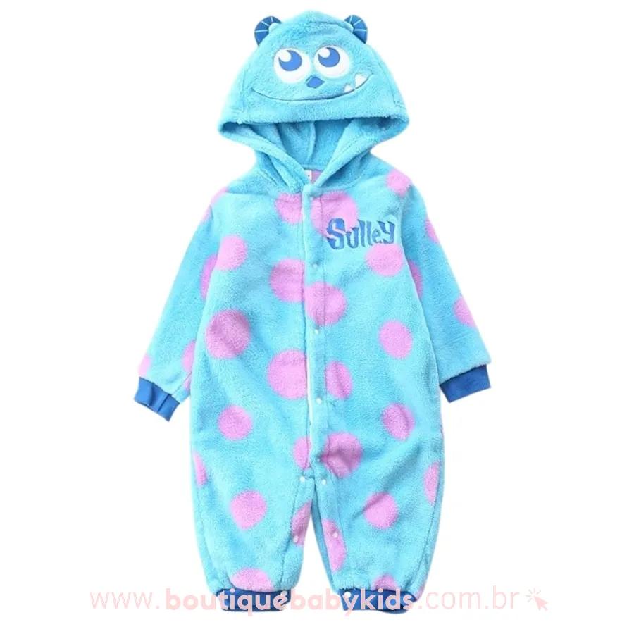 Macacão Bebê Inverno Fantasia Sulley Monstros SA Mesversário - Boutique Baby Kids