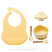 Kit Alimentação em Silicone 5 Peças Amarelo - Boutique Baby Kids