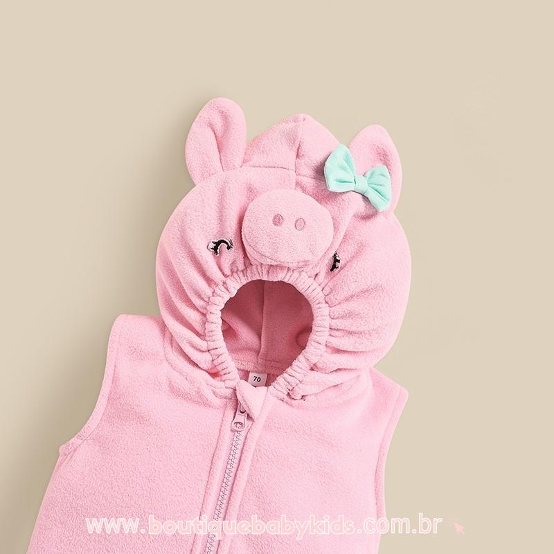 Body Bebê Fantasia Porquinha com Meia Rosa - Boutique Baby Kids