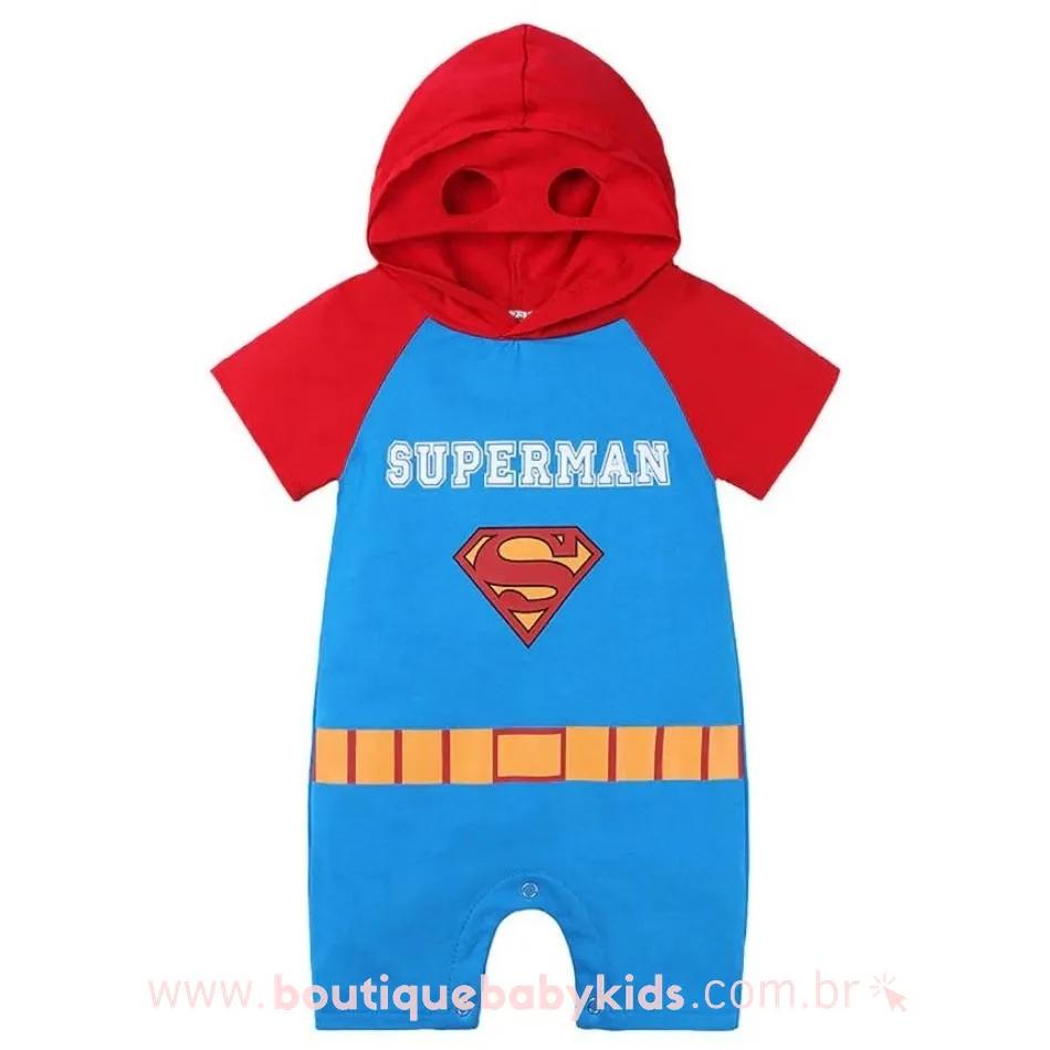 Macacão Bebê Fantasia Herói Super Homem Mesversário - Frete Grátis - Boutique Baby Kids