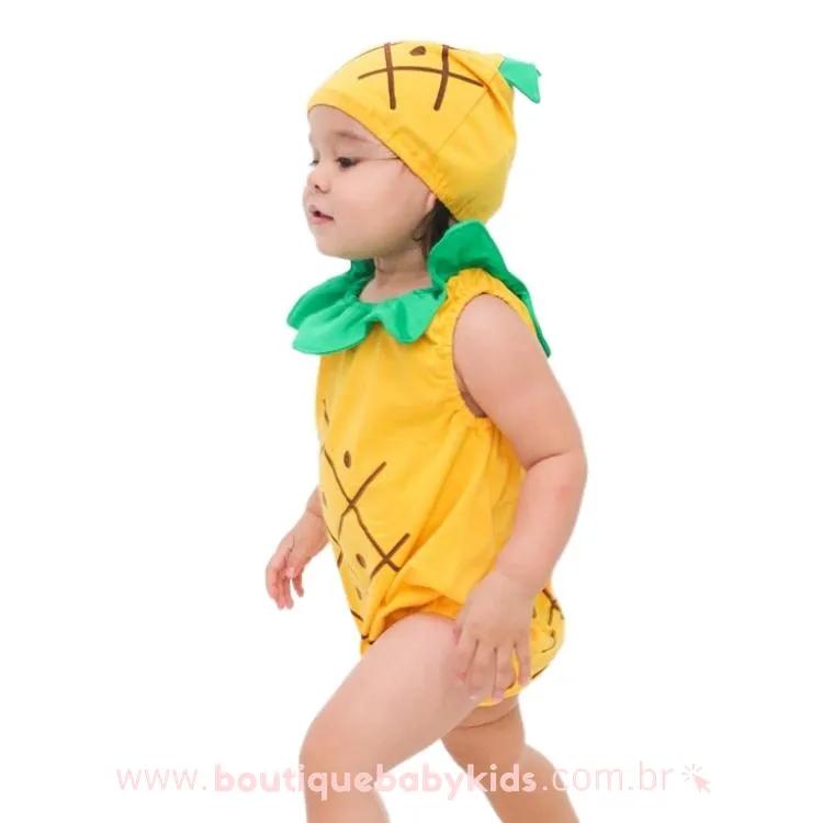 Body Bebê Fantasia Abacaxi com Touca