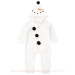 Macacão Bebê Fantasia Boneco de Neve Natal Branco- Boutique Baby Kids