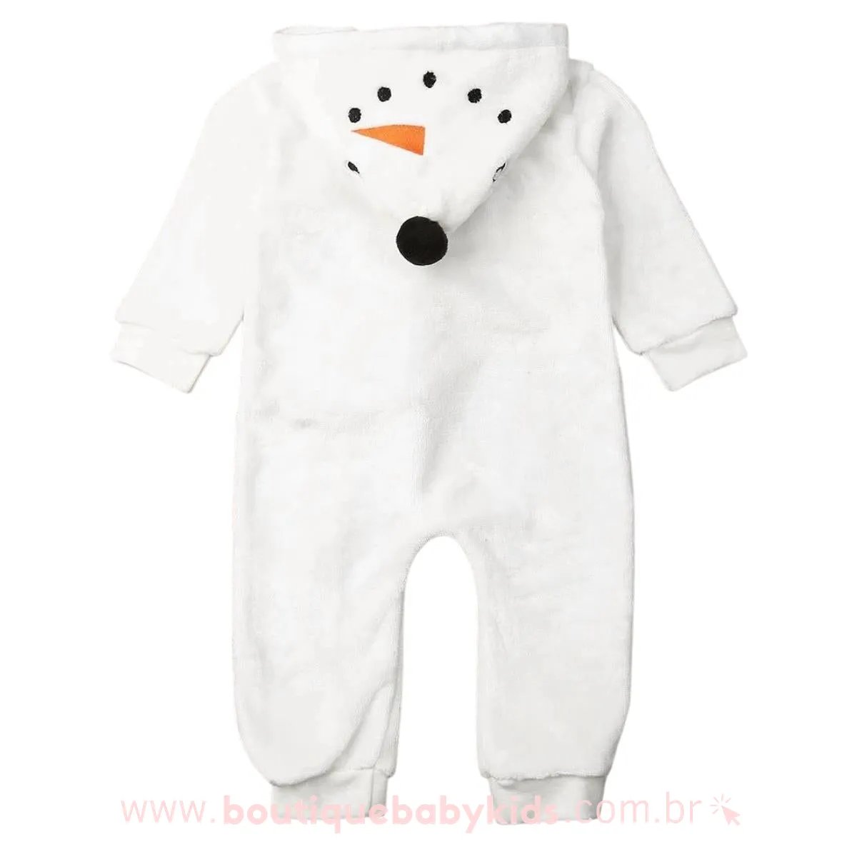 Macacão Bebê Fantasia Boneco de Neve Natal Branco- Boutique Baby Kids
