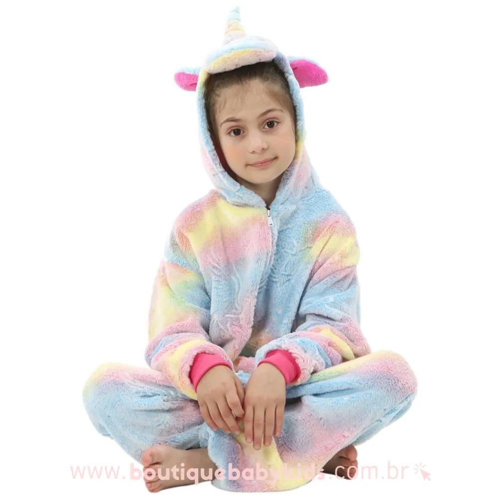 Pijama Macacão Infantil Kigurumi Fantasia Unicórnio Brilha no Escuro - Boutique Baby Kids