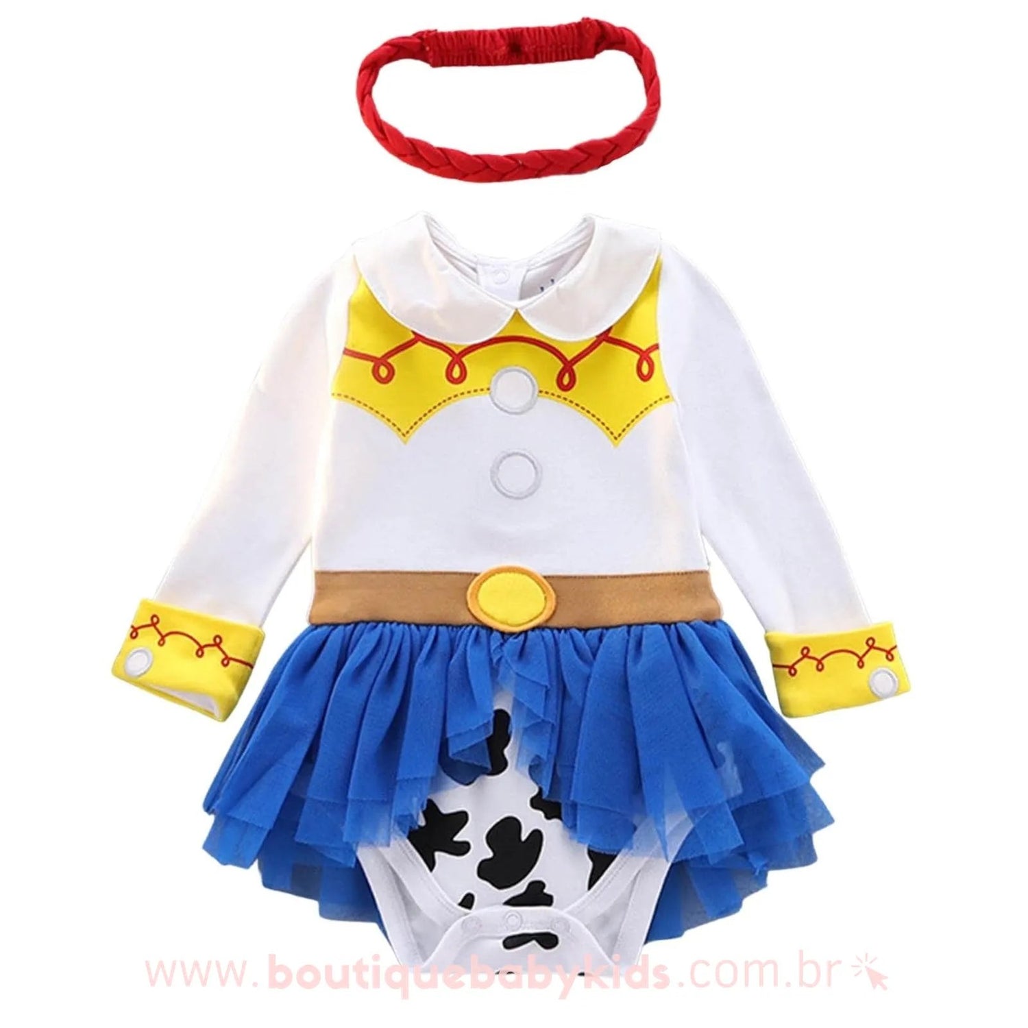 Body Bebê Fantasia Jessie Toy Story com Faixa - Boutique Baby Kids