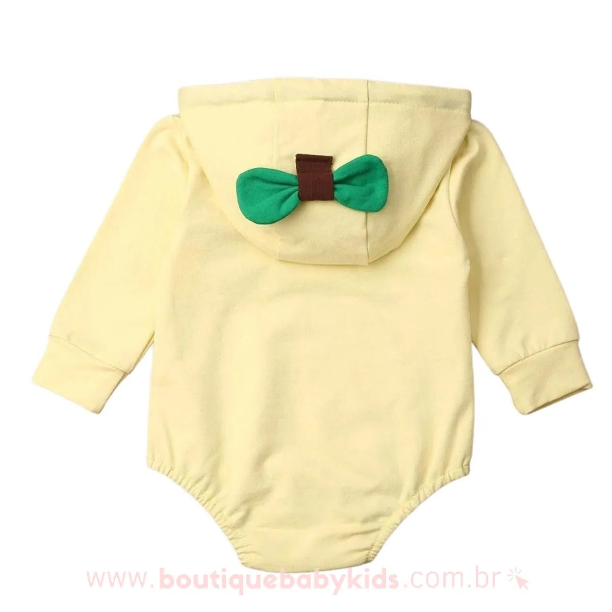 Body Bebê Fantasia Fruta Banana com Capuz