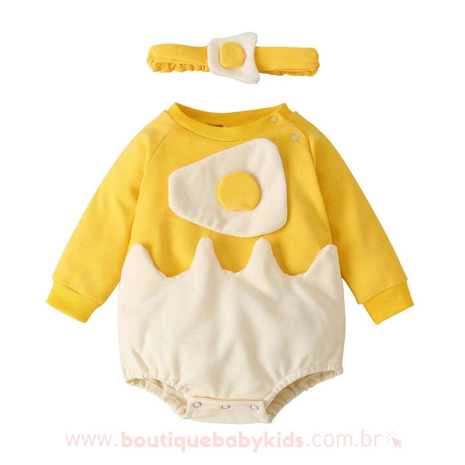 Body Bebê Fantasia Ovo com Tiara - Mesversário - Frete Grátis - Boutique Baby Kids