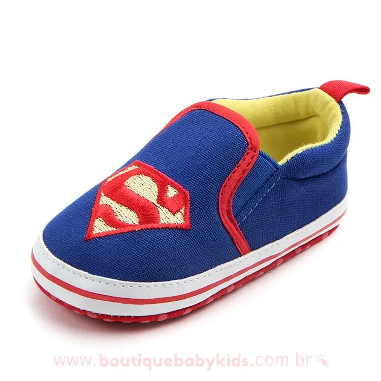 Tênis Bebê Slip On Herói Super Homem Azul - Frete Grátis - Boutique Baby Kids