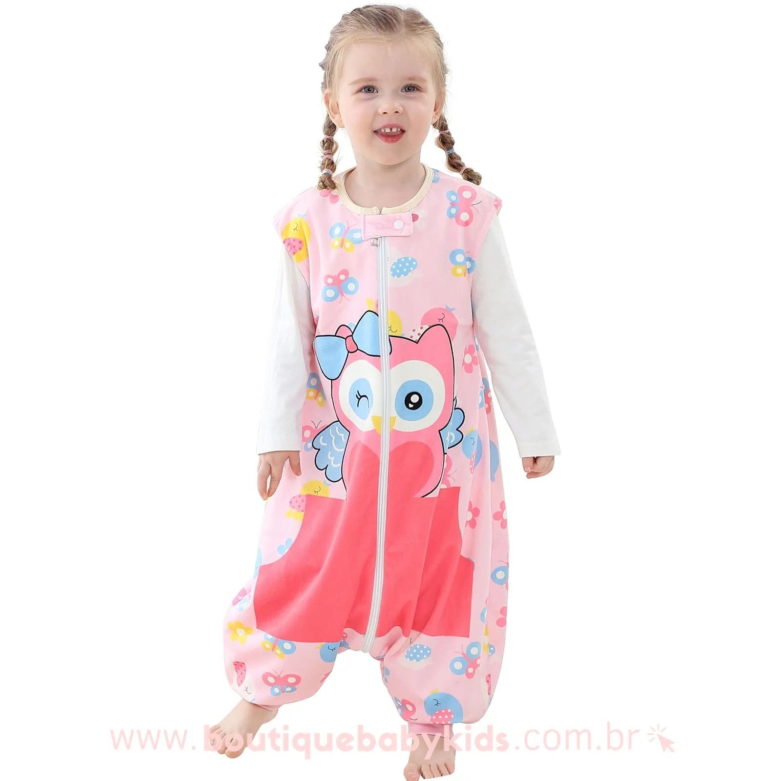 Saco de Dormir Infantil Coruja Rosa - 1 a 6 Anos - Frete Grátis - Boutique Baby Kids