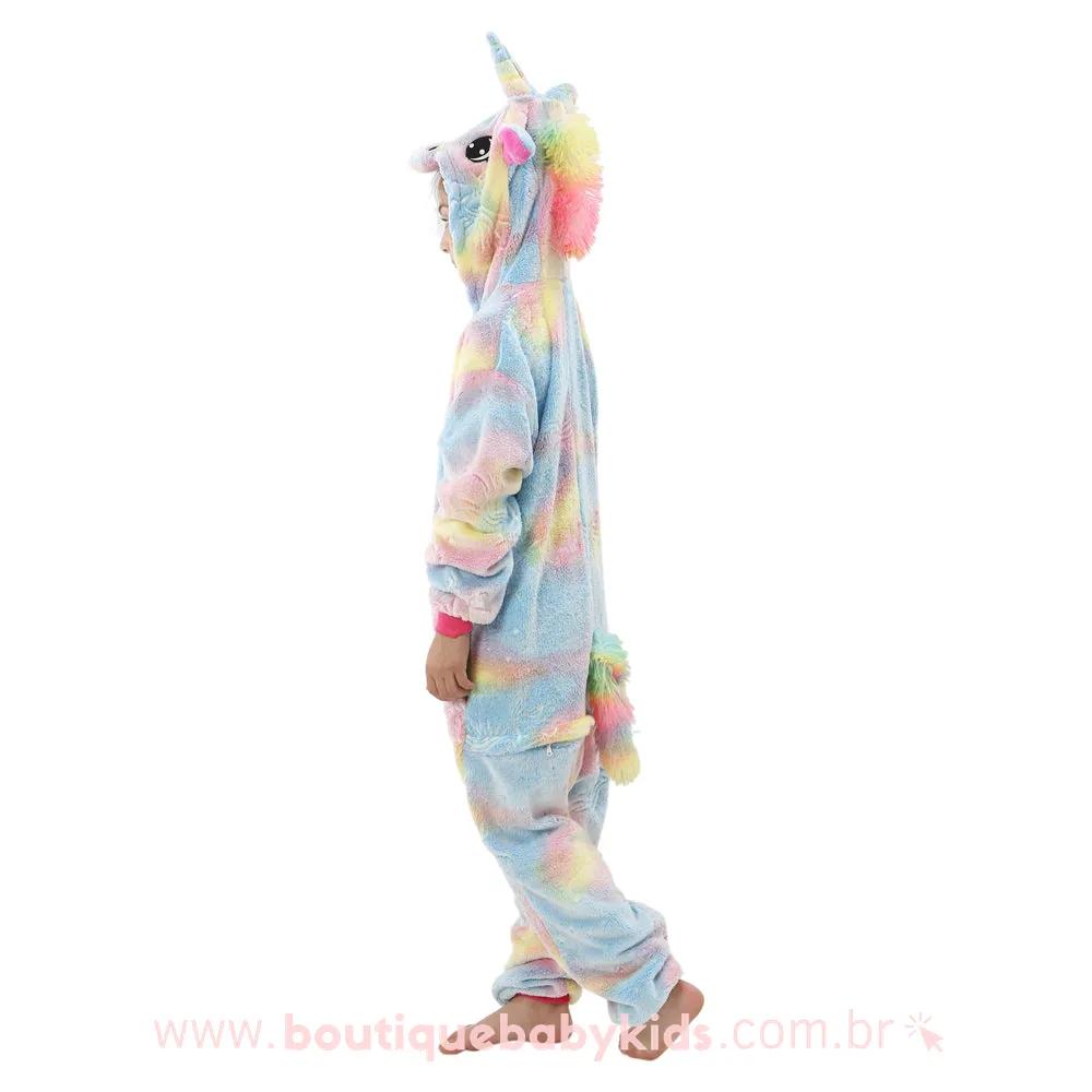 Pijama Macacão Infantil Kigurumi Fantasia Unicórnio Brilha no Escuro - Boutique Baby Kids