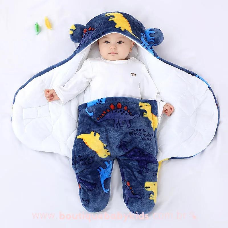 Saco de Dormir Bebê Estampa Dinossauros Acolchoado Azul Marinho - Boutique Baby Kids