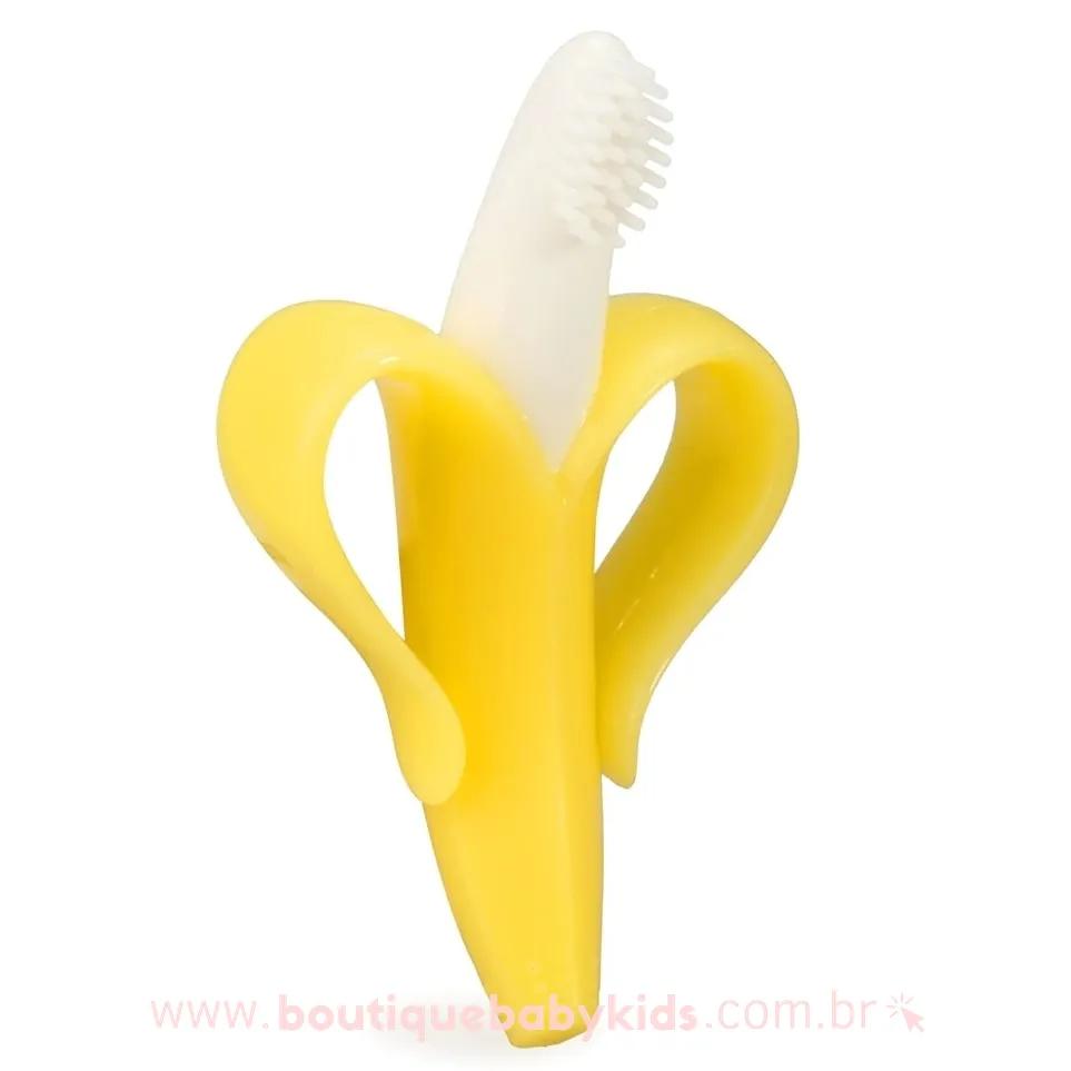 Mordedor Bebê Massageador de Gengiva Banana em Silicone