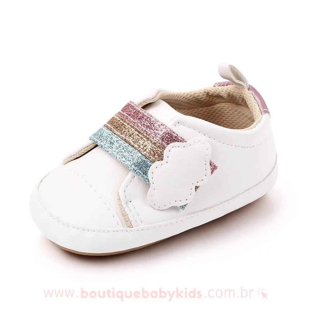 Tênis Bebê Primeiros Passos Arco-Íris Branco - 0 a 18 meses - Frete Grátis #branco