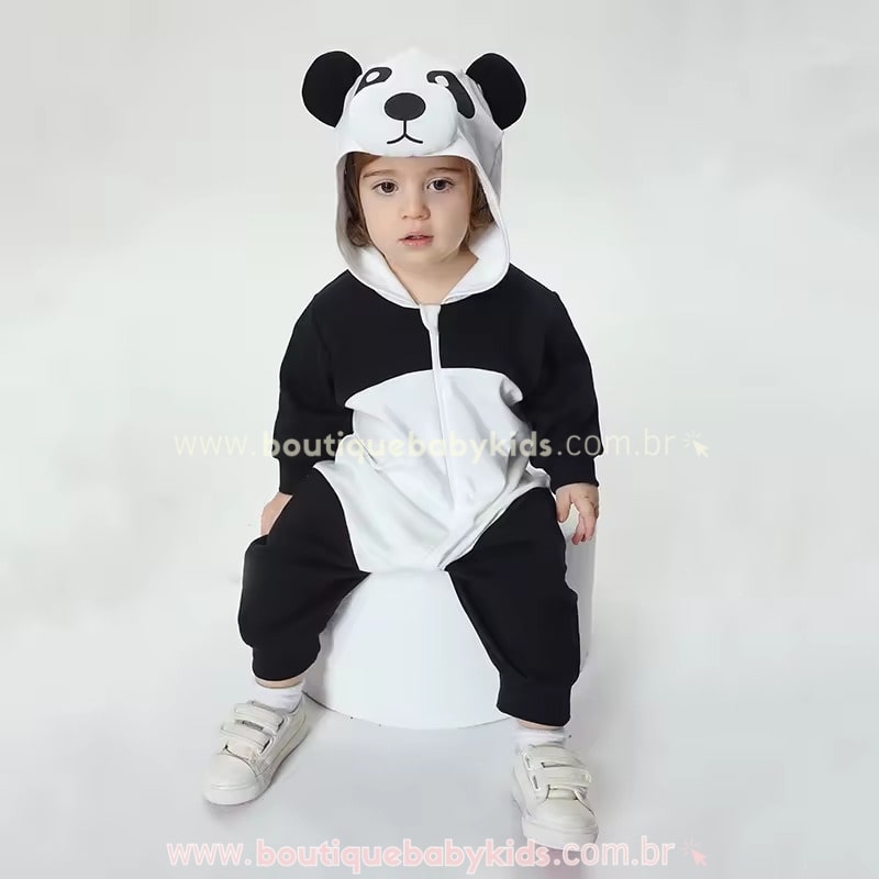 Macacão Bebê Fantasia Urso Panda - Boutique Baby Kids