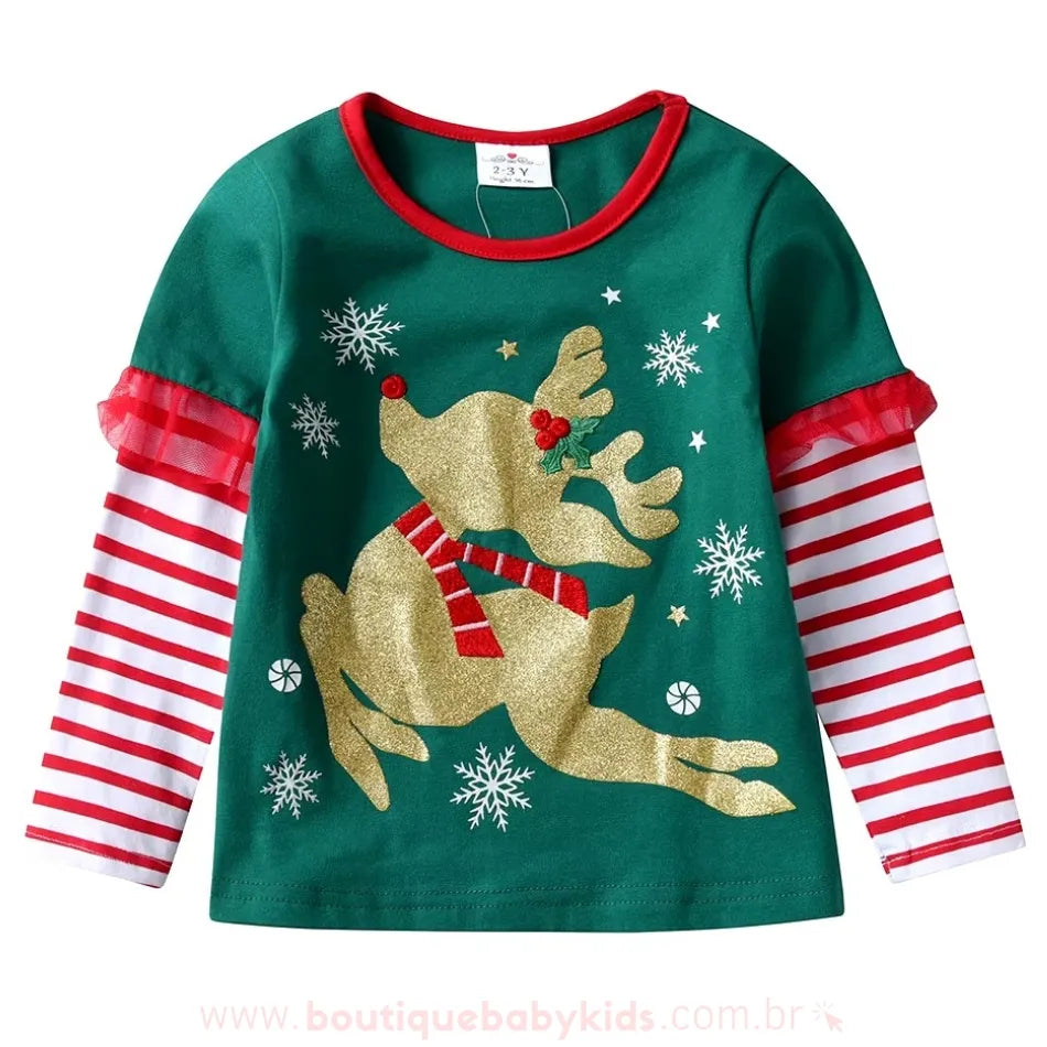 Blusa Infantil de Natal Rena Encantada - Boutique Baby Kids