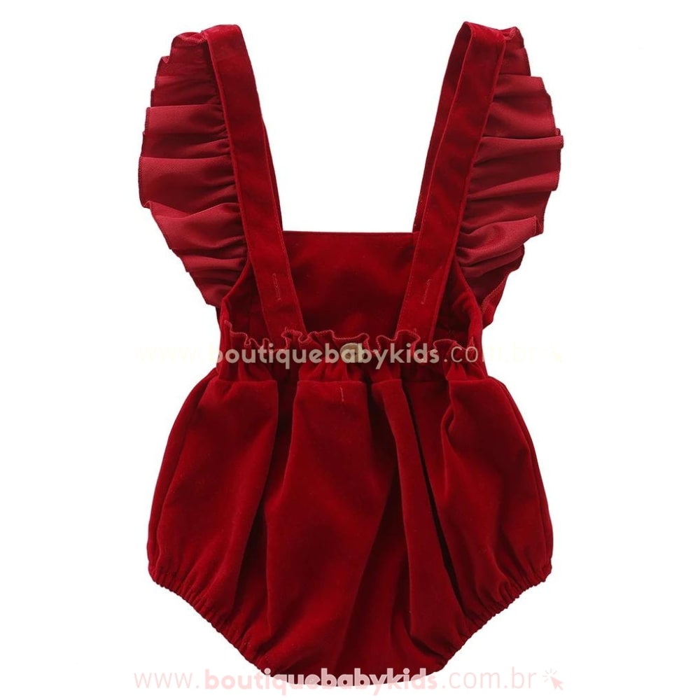 Body Bebê Babados Veludo Vermelho - Boutique Baby Kids