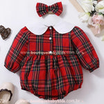 Body Bebê Clássico Xadrez Vermelho com Faixa - Boutique Baby Kids