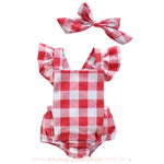 Body Bebê Estampa Xadrez Vermelho com Faixa - Boutique Baby Kids
