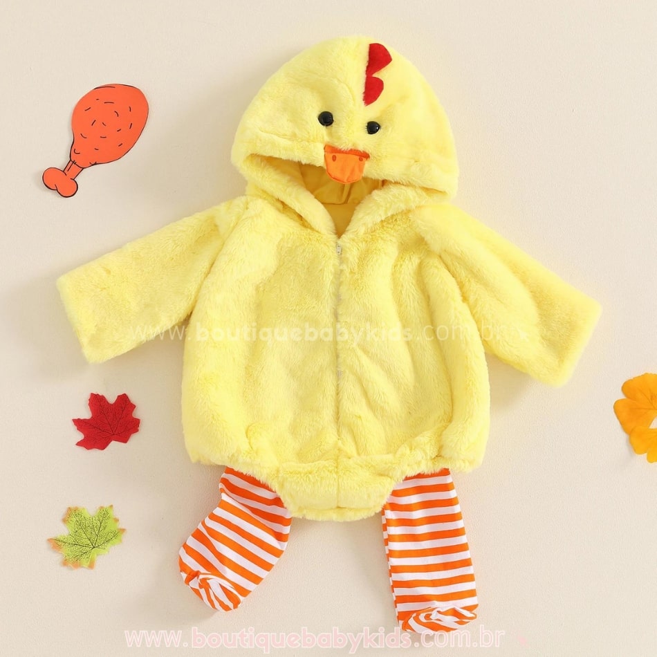 Body Bebê Fantasia Pintinho com Calça Amarelo - Boutique Baby Kids 