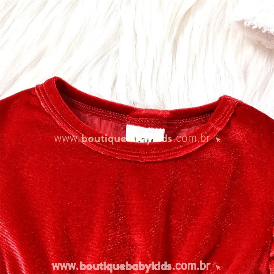 Body Bebê Mamãe Noel de Veludo com Gorro