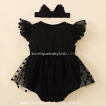 Body Bebê Pretinho Básico com Tule - Boutique Baby Kids