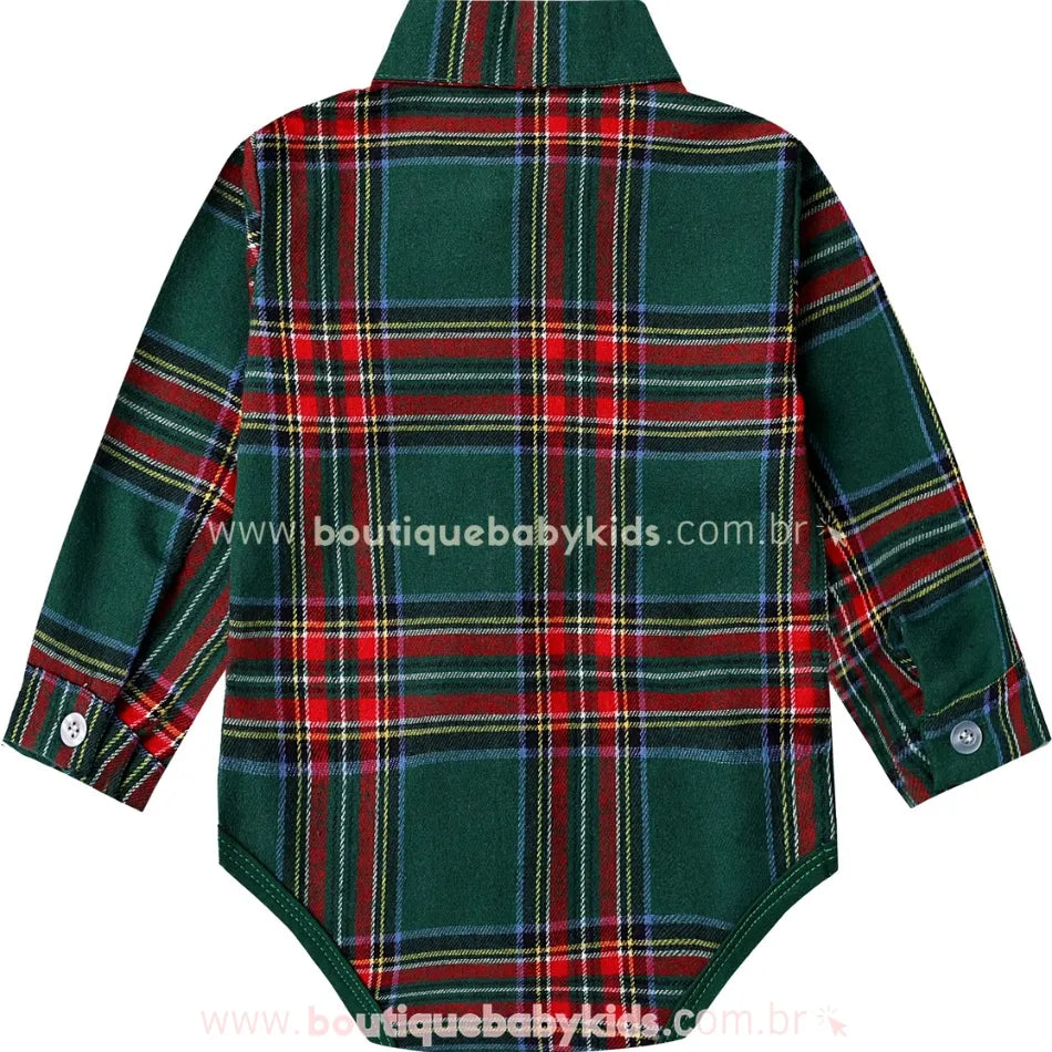 Body Social de Natal Xadrez com Gravata