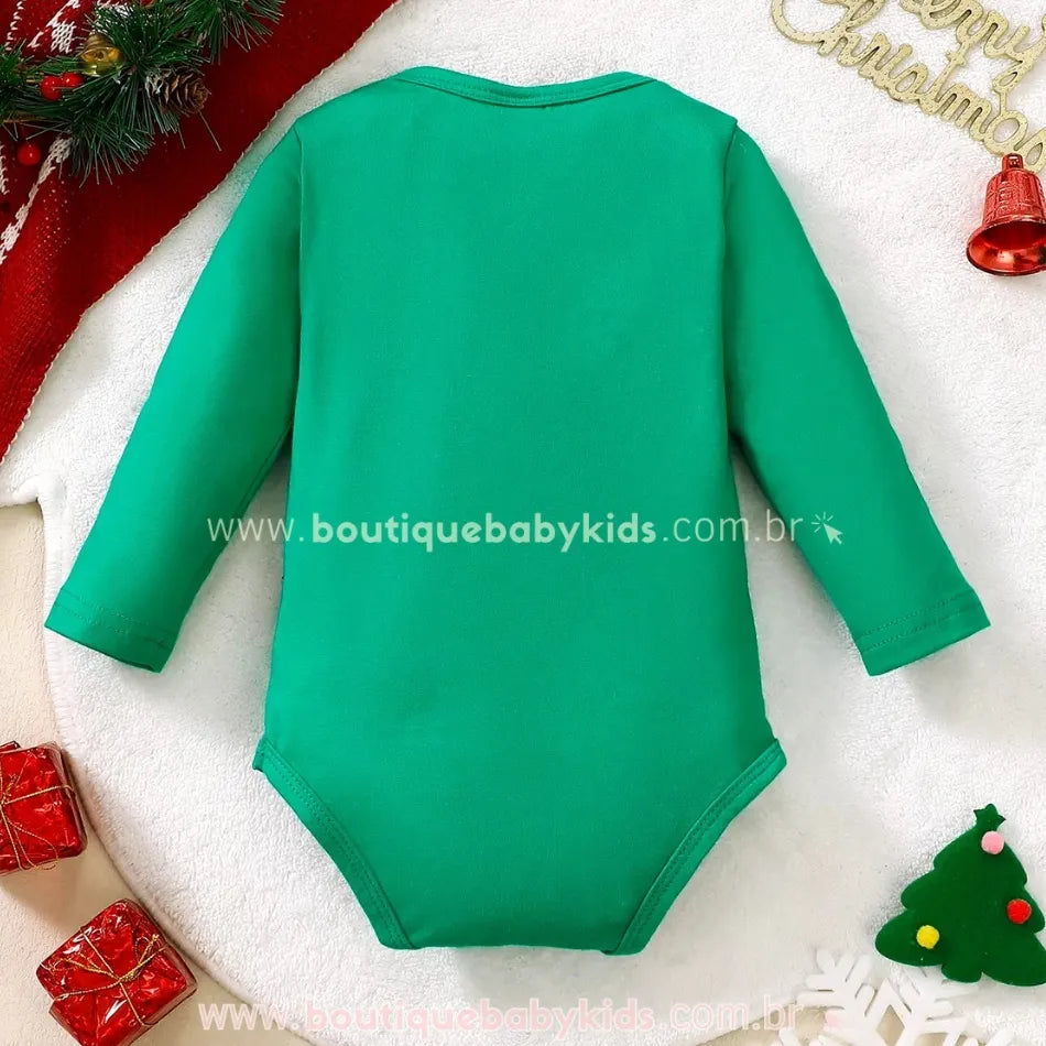 Body Bebê Temático Elfo de Natal