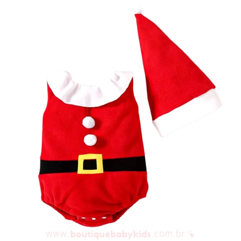 Body Bebê Temático Papai Noel com Gorro - Boutique Baby Kids