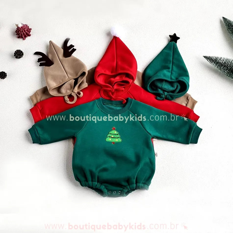 Body Bebê Temático de Natal com Gorro - Boutique Baby Kids