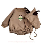 Body Bebê Temático de Natal com Gorro Marrom Rena - Boutique Baby Kids