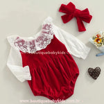 Body Bebê Veludo Gola Rendada com Faixa - Boutique Baby Kids