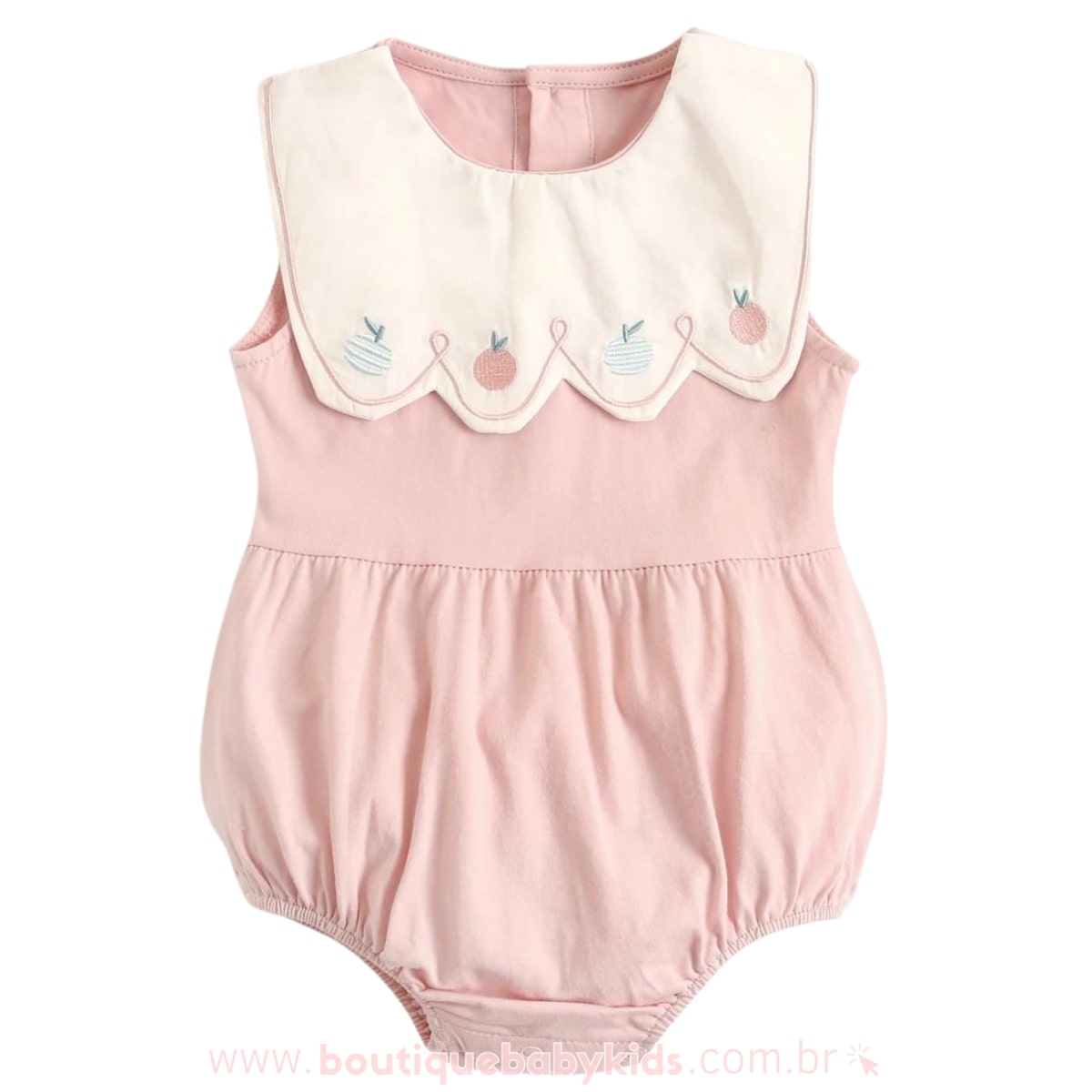 Body Bebê com Bordado de Frutinhas Rosa - Boutique Baby Kids 