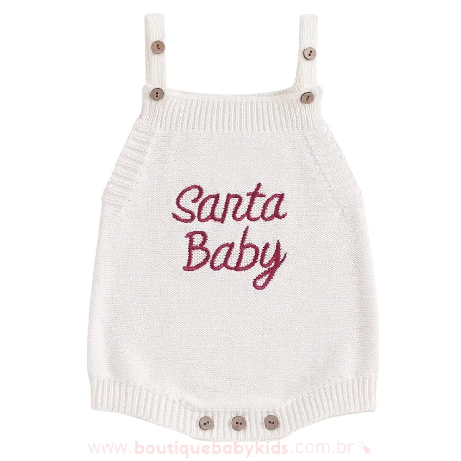 Body Jardineira Bebê Tricot de Natal 'Santa Baby' - Boutique Baby Kids