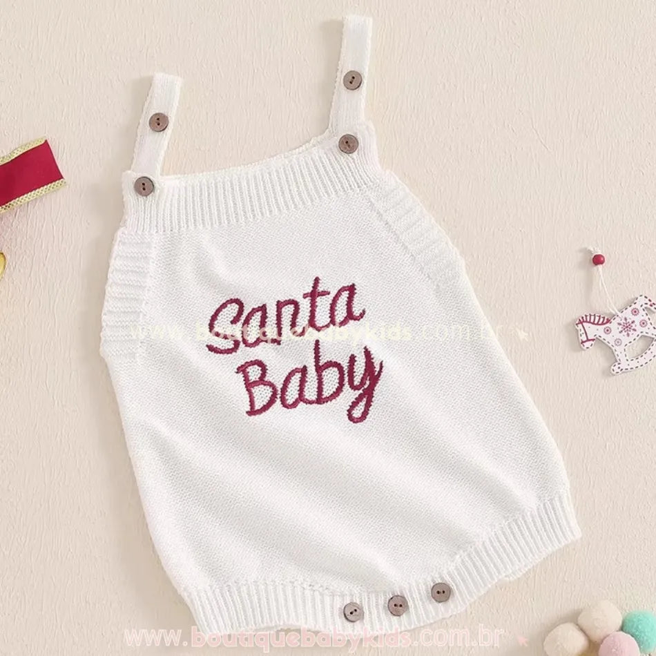 Body Jardineira Bebê Tricot de Natal 'Santa Baby' - Boutique Baby Kids