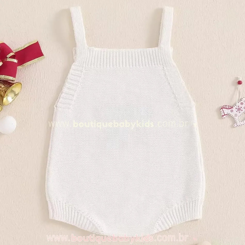 Body Jardineira Tricot de Natal 'Santa Baby'
