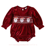 Body Bebê Natalino de Veludo Papai Noel Bordado - Boutique Baby Kids