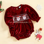 Body Bebê Natalino de Veludo Papai Noel Bordado - Boutique Baby Kids
