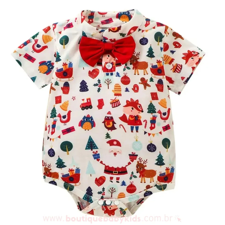 Body Bebê Estampa Natalina com Gravata - Boutique Baby Kids