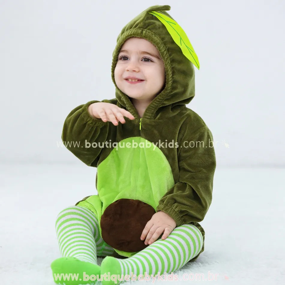 Body Bebê Fantasia Abacate Verde Mesversário - Boutique Baby Kids