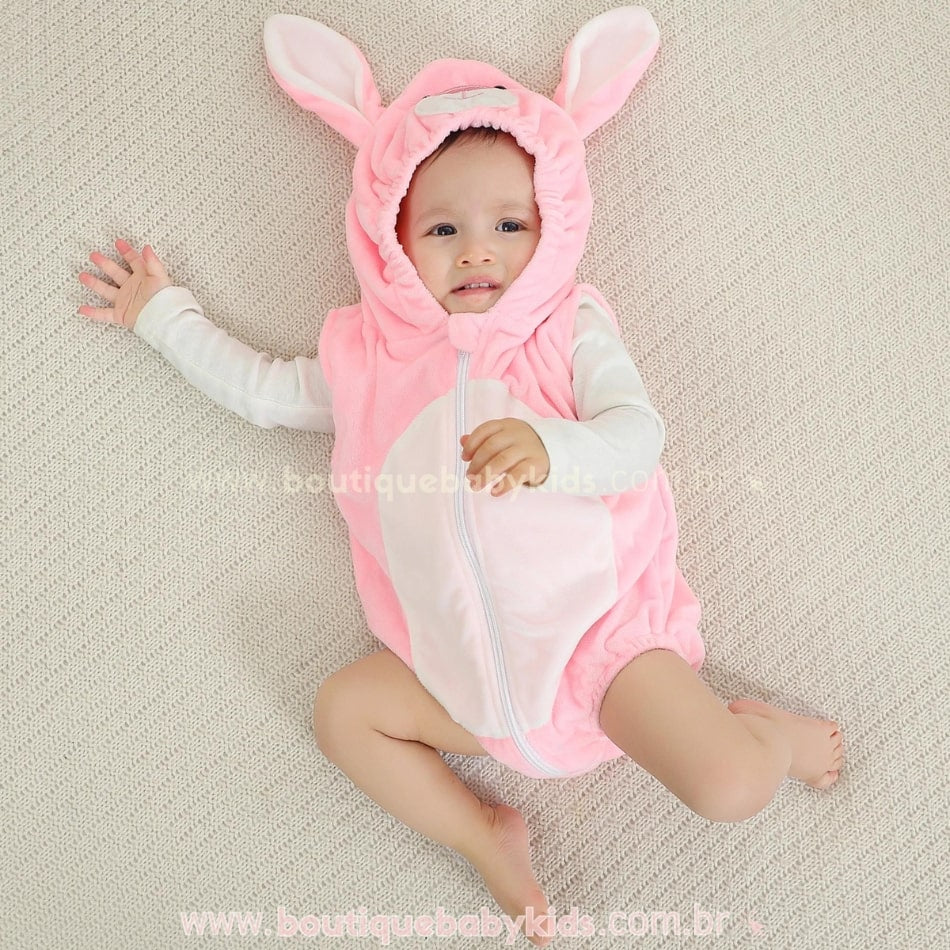 Body Bebê Fantasia Bichinho Coelhinha Rosa - Boutique Baby Kids