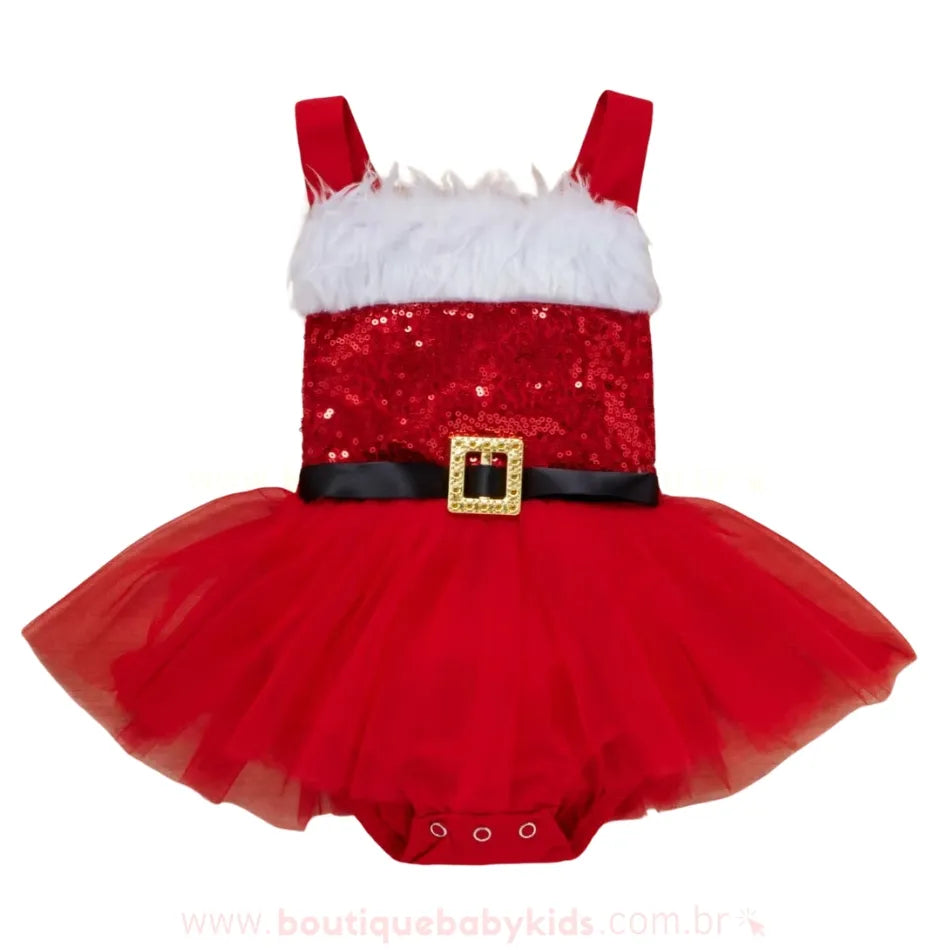 Body Bebê de Natal com Paetês e Tule