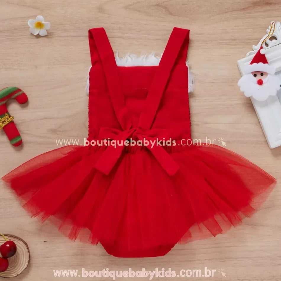 Body Bebê de Natal com Paetês e Tule