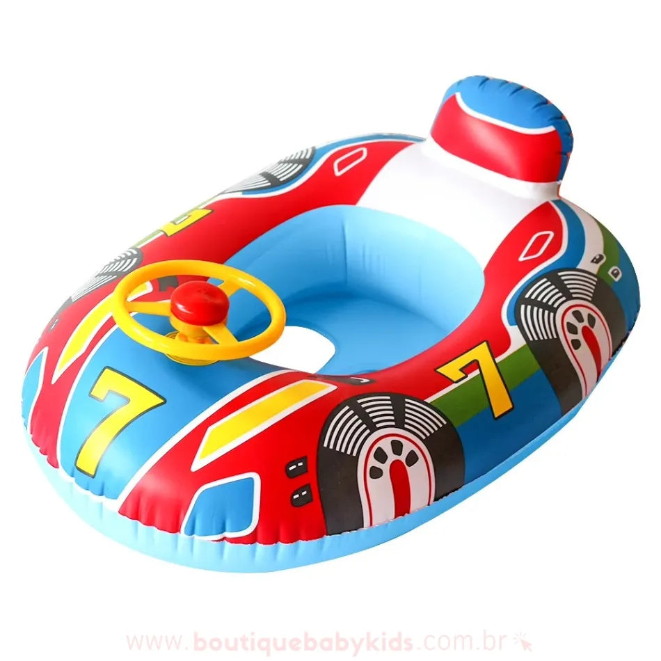 Boia Infantil Inflável Carrinho com Volante Azul - Boutique Baby Kids