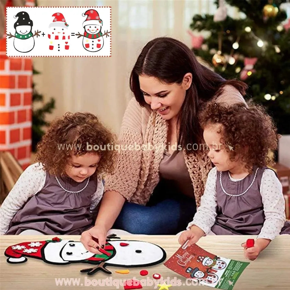 Boneco de Neve em Feltro Montessori de Natal - Boutique Baby Kids