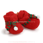 Botinha Bebê Natalina Cachecol com Pompons Vermelho - Boutique Baby Kids 