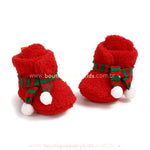 Botinha Bebê Natalina Cachecol com Pompons Vermelho - Boutique Baby Kids 
