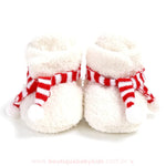 Botinha Bebê Natalina Cachecol com Pompons Branco - Boutique Baby Kids 