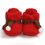 Botinha Bebê Natalina Cachecol com Pompons Vermelho - Boutique Baby Kids 
